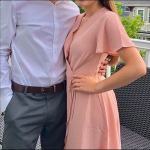 Light pink faux wrap dress